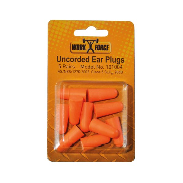 Uncorded Bullet Shaped Ear Plugs - 5 Pair Blister Pack