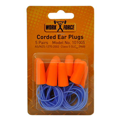 Safe-T-Tec: Corded Ear Plugs- 5 Pair Hang Sell