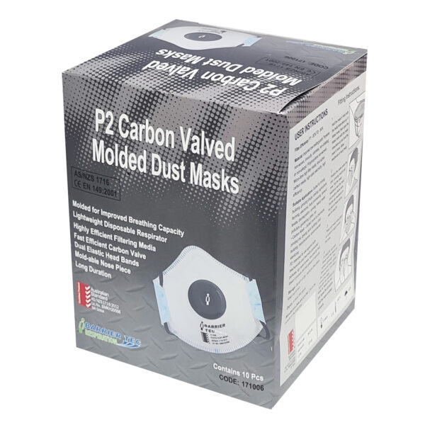 Disposable Molded P2V Dust Mask with Active Carbon Filter - Box of 10 - Image 6