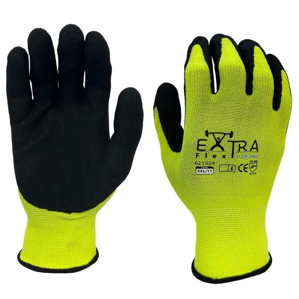 Extra Flex - Flexi Pro Hi-Vis Sandy Latex Coated Glove