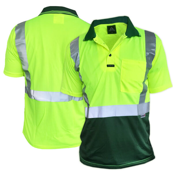170gsm D/N Short Sleeve Yellow/Bottle Green Polo