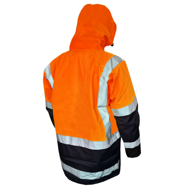 Essentials Waterproof D/N Fleece Lined Orange/Navy Jacket - Image 3