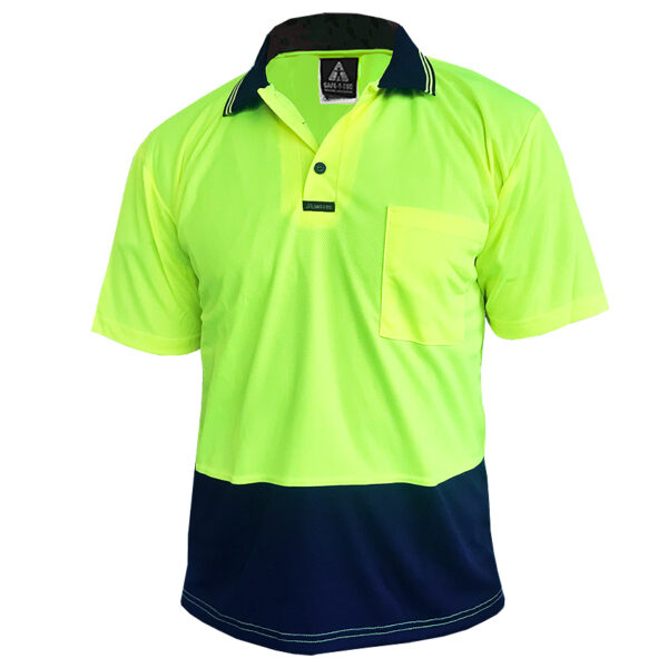 170gsm DO Short Sleeve Yellow/Navy Polo - Image 2