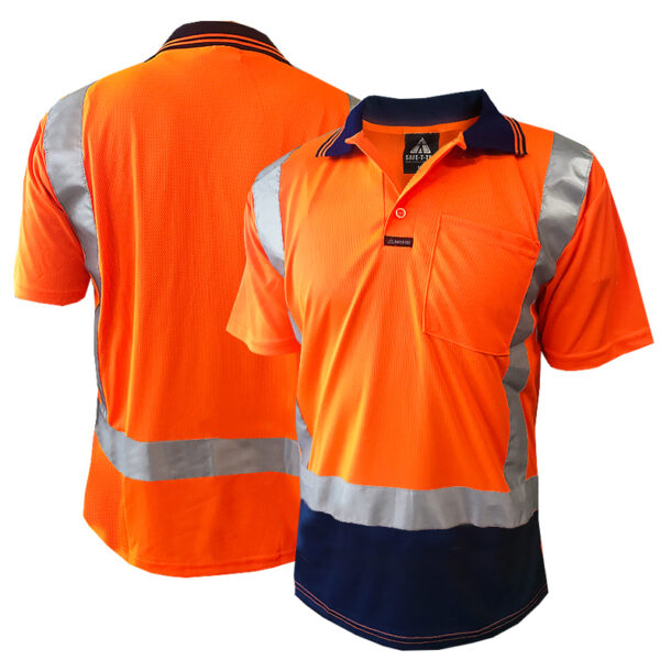 170gsm D/N Short Sleeve Orange/Navy Polo