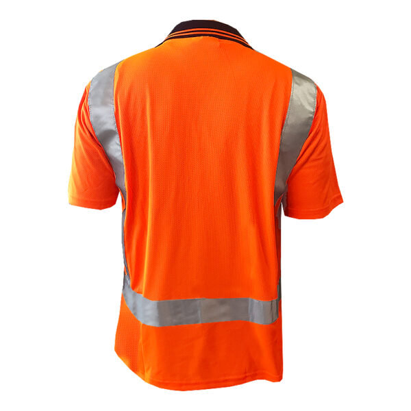170gsm D/N Short Sleeve Orange/Navy Polo - Image 3