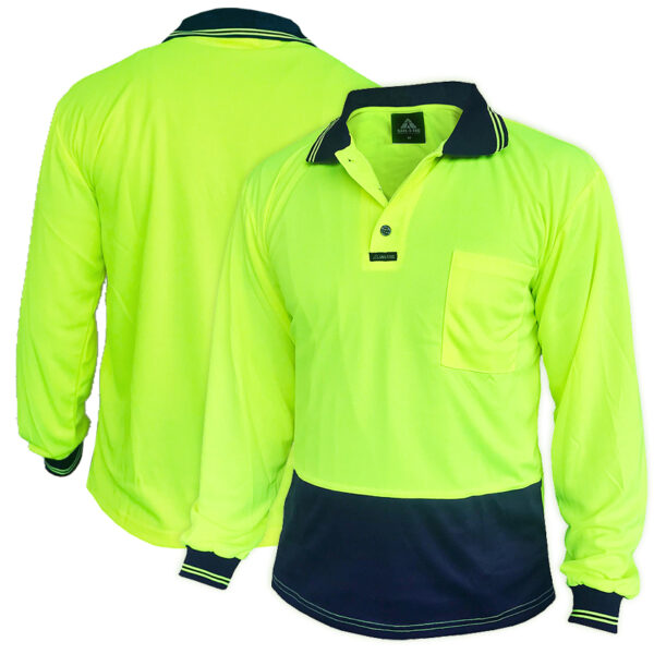 170gsm DO Long Sleeve Yellow/Navy Polo