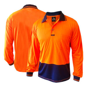170gsm DO Long Sleeve Orange/Navy Polo