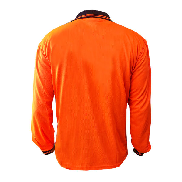 170gsm DO Long Sleeve Orange/Navy Polo - Image 3
