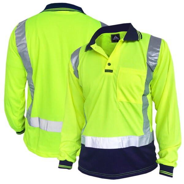 170gsm D/N Long Sleeve Yellow/Navy Polo