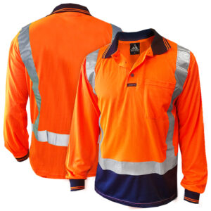 170gsm D/N Long Sleeve Orange/Navy Polo