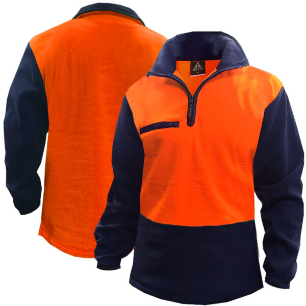 360gsm DO Orange/Navy Polar Fleece