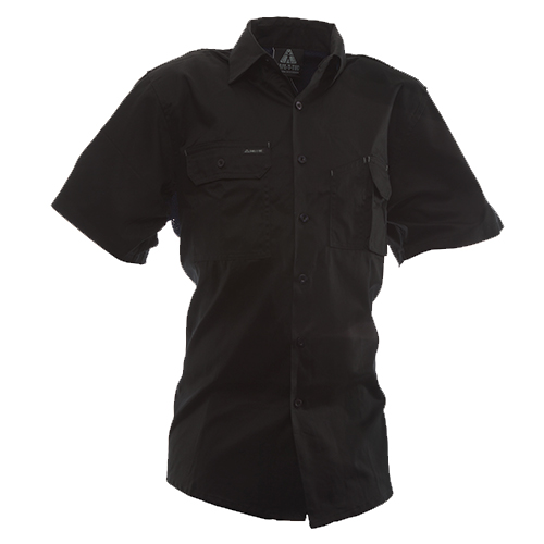 Safe-T-Tec: Short Sleeve Cotton Shirt. Black