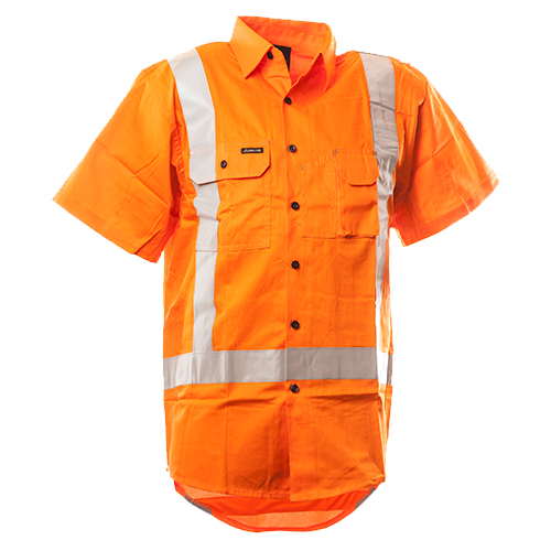 Safe-T-Tec: Short Sleeve Cotton Shirt. TTMC Orange