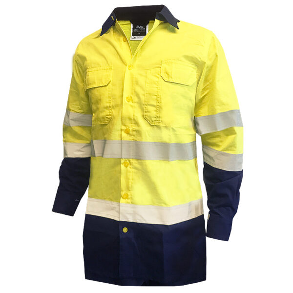 155gsm RIPSTOP D/N LS Yellow/Navy Cotton Shirt - Image 8