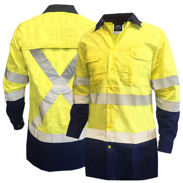 155gsm RIPSTOP D/N LS Yellow/Navy Cotton Shirt