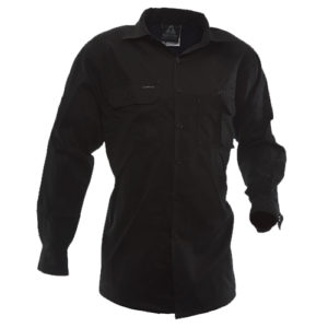 Safe-T-Tec: Long Sleeve Cotton Shirt. Black