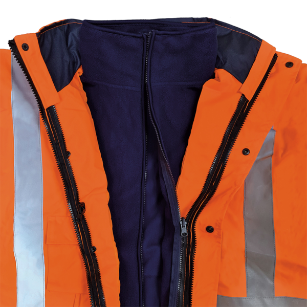 Essentials Waterproof D/N Fleece Lined Orange/Navy Jacket - Image 6
