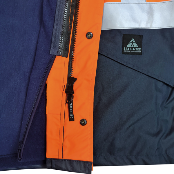 Essentials Waterproof D/N Fleece Lined Orange/Navy Jacket - Image 7