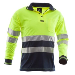 170gsm D/N Long Sleeve Yellow/Navy Polo