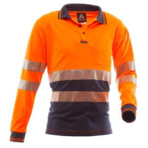170gsm D/N Long Sleeve Orange/Navy Polo