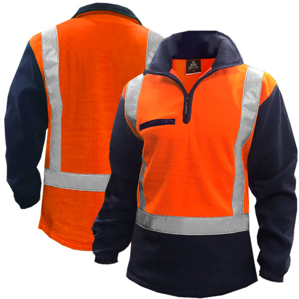 360gsm D/N Orange/Navy Polar Fleece