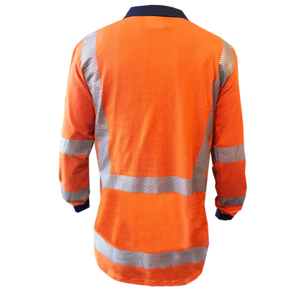 TTMC D/N Mesh Breeze Cotton Long Sleeve Orange Polo - Image 3