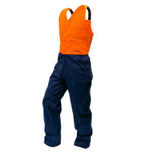 300gsm Madura Cotton DO Orange/Navy Bib Overalls