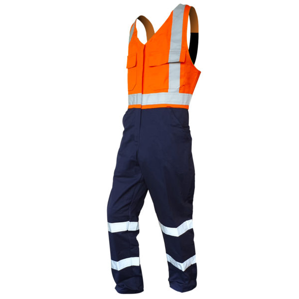 300gsm Madura Cotton Orange/Navy Bib Overalls