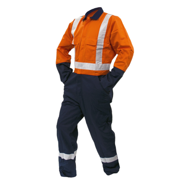 240gsm Polycotton D/N Orange/Navy Overalls