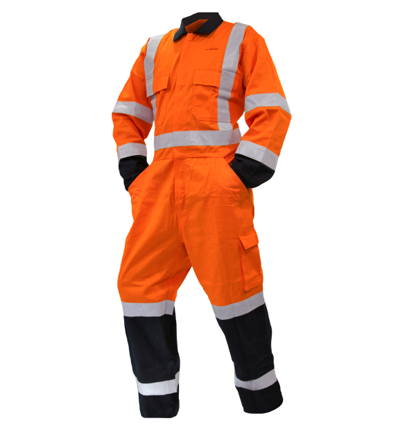 300gsm TTMC Madura Cotton D/N Orange/Black Overalls