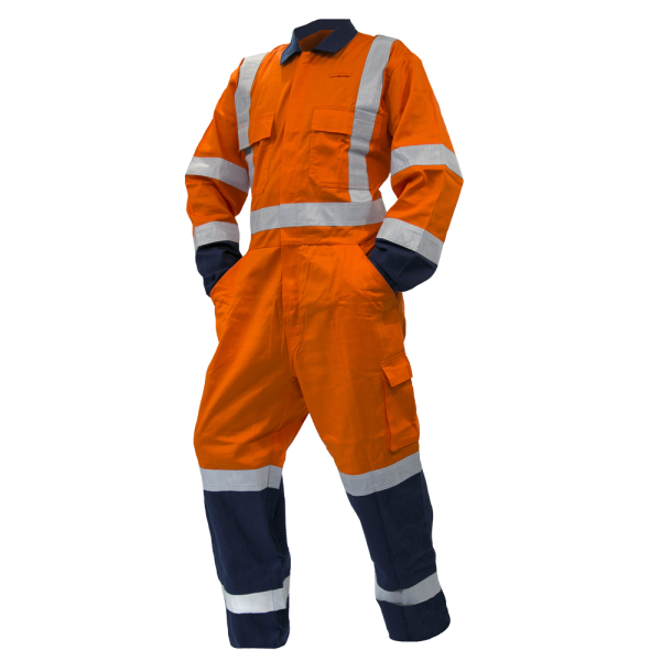 240gsm Polycotton TTMC D/N Orange/Navy Overalls
