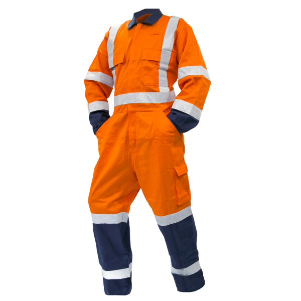 240gsm Polycotton TTMC D/N Orange/Navy Overalls