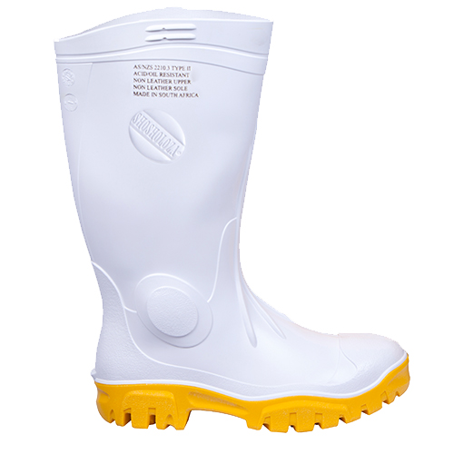 Safe-T-Tec: White - Yellow Gumboot