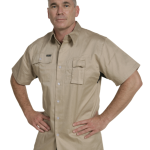 Short Sleeve Cotton Shirt. Beige