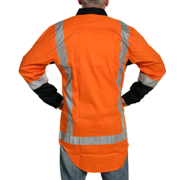 Long Sleeve Cotton Shirt, Orange, Day/Night - Image 2
