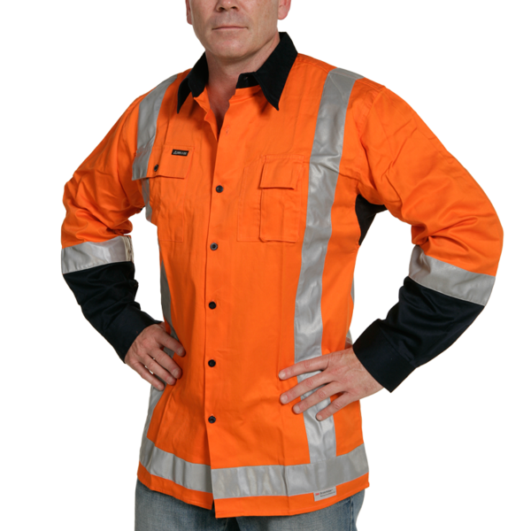 Long Sleeve Cotton Shirt, Orange, Day/Night