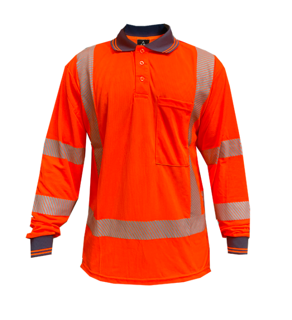 140gsm TTMC D/N Long Sleeve Orange Polo Shirt